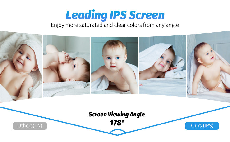 BM505 Baby Monitor Camera Audio 5" Screen 28Hrs Battery Video Camera Night Vision 2Way Talk 10 Lullabies Baby Nanny Security Cam