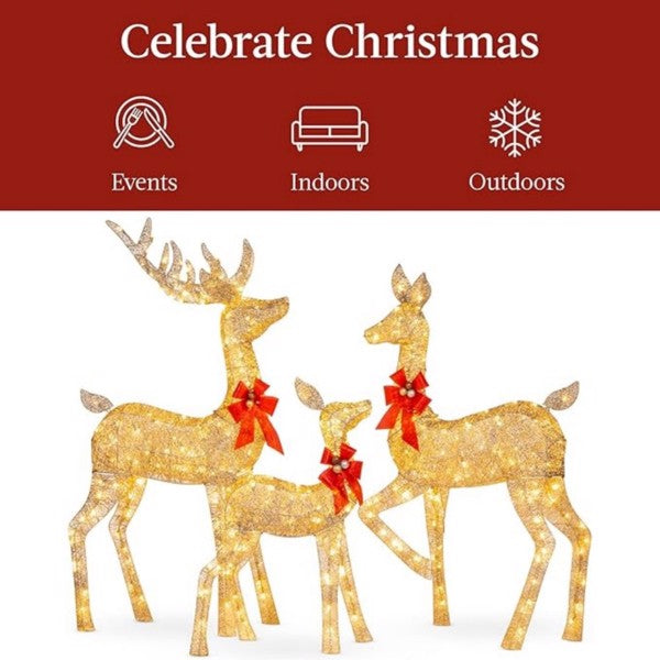 Lighted Christmas Reindeer Family Set Outdoor Decor