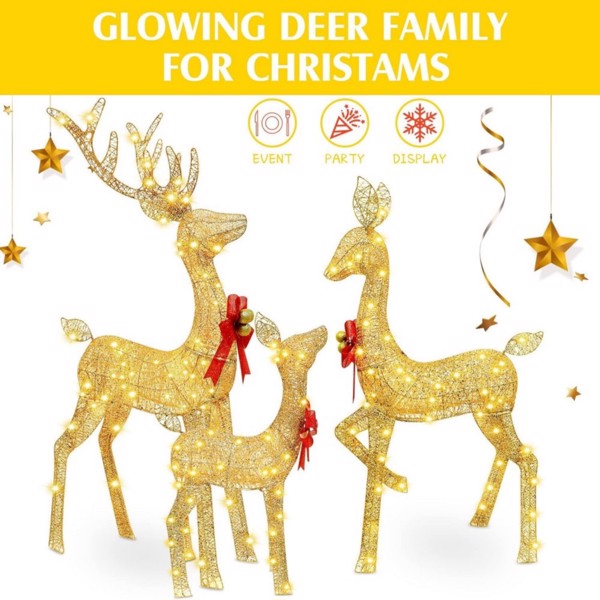 Lighted Christmas Reindeer Family Set Outdoor Decor