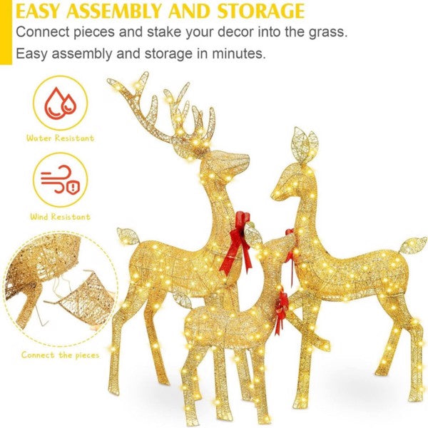 Lighted Christmas Reindeer Family Set Outdoor Decor