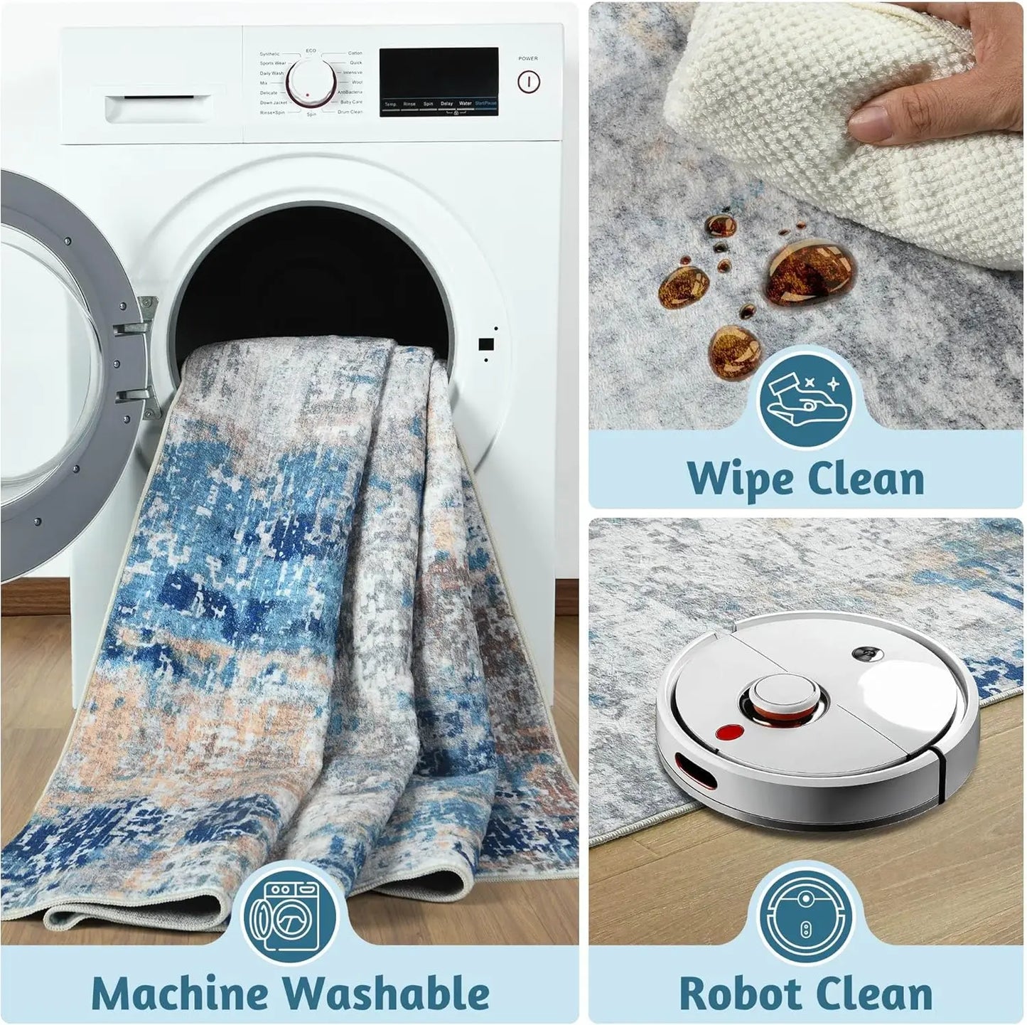 Modern Abstract Soft Non Slip Machine Washable Area Rug
