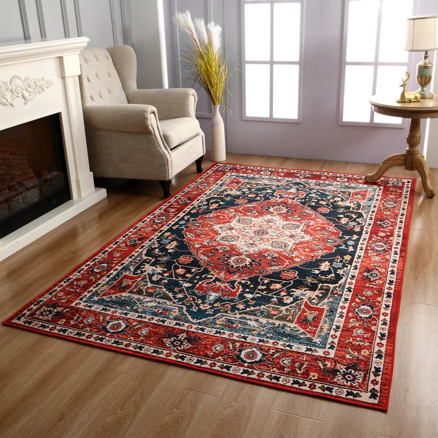 Boho Vintage Washable Non-Slip Soft Accent Bedroom Rug
