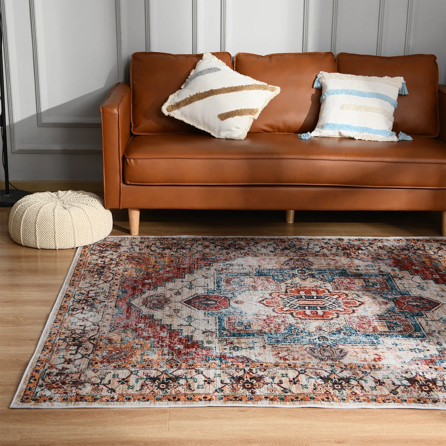 Boho Vintage Washable Non-Slip Soft Accent Bedroom Rug