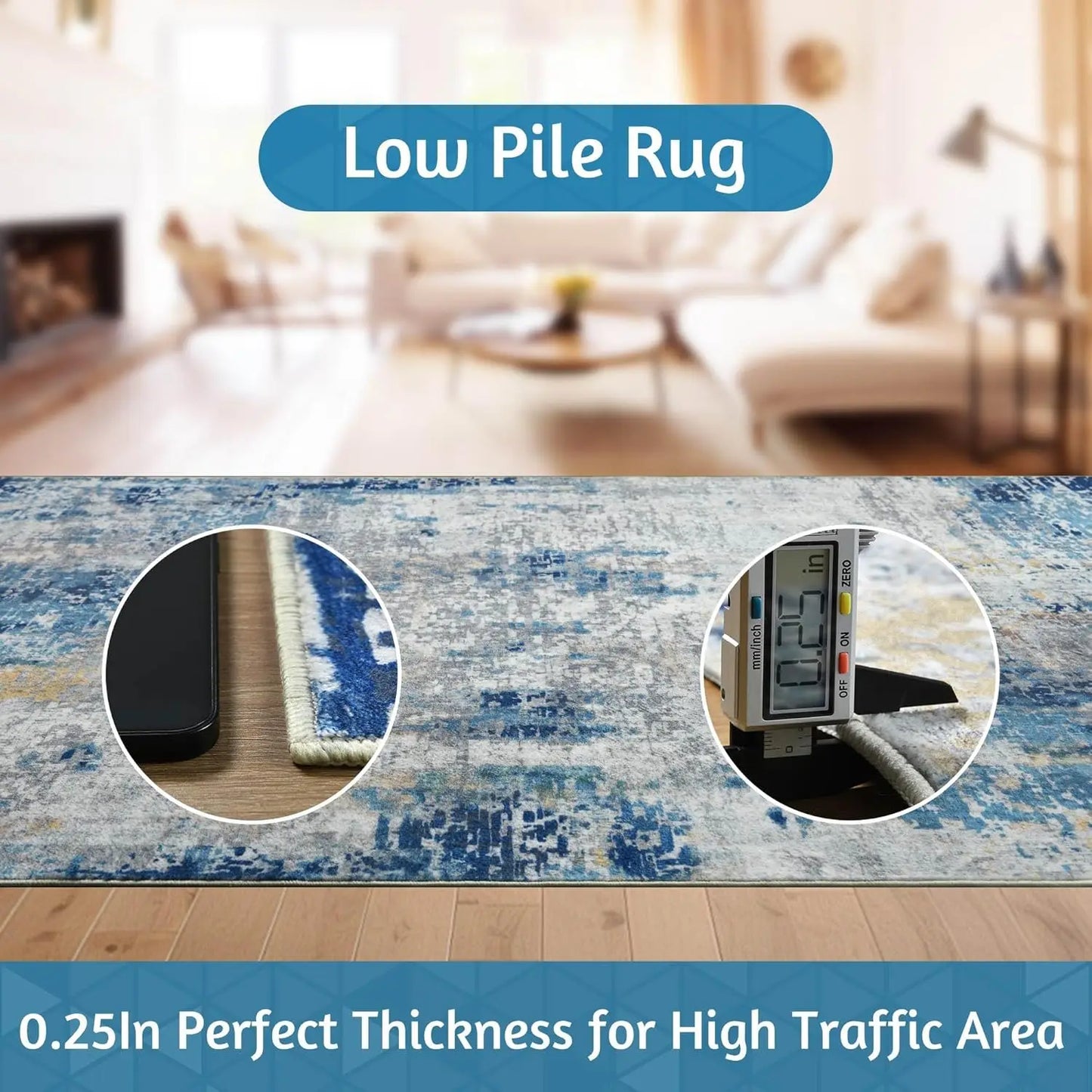 Modern Abstract Soft Non Slip Machine Washable Area Rug
