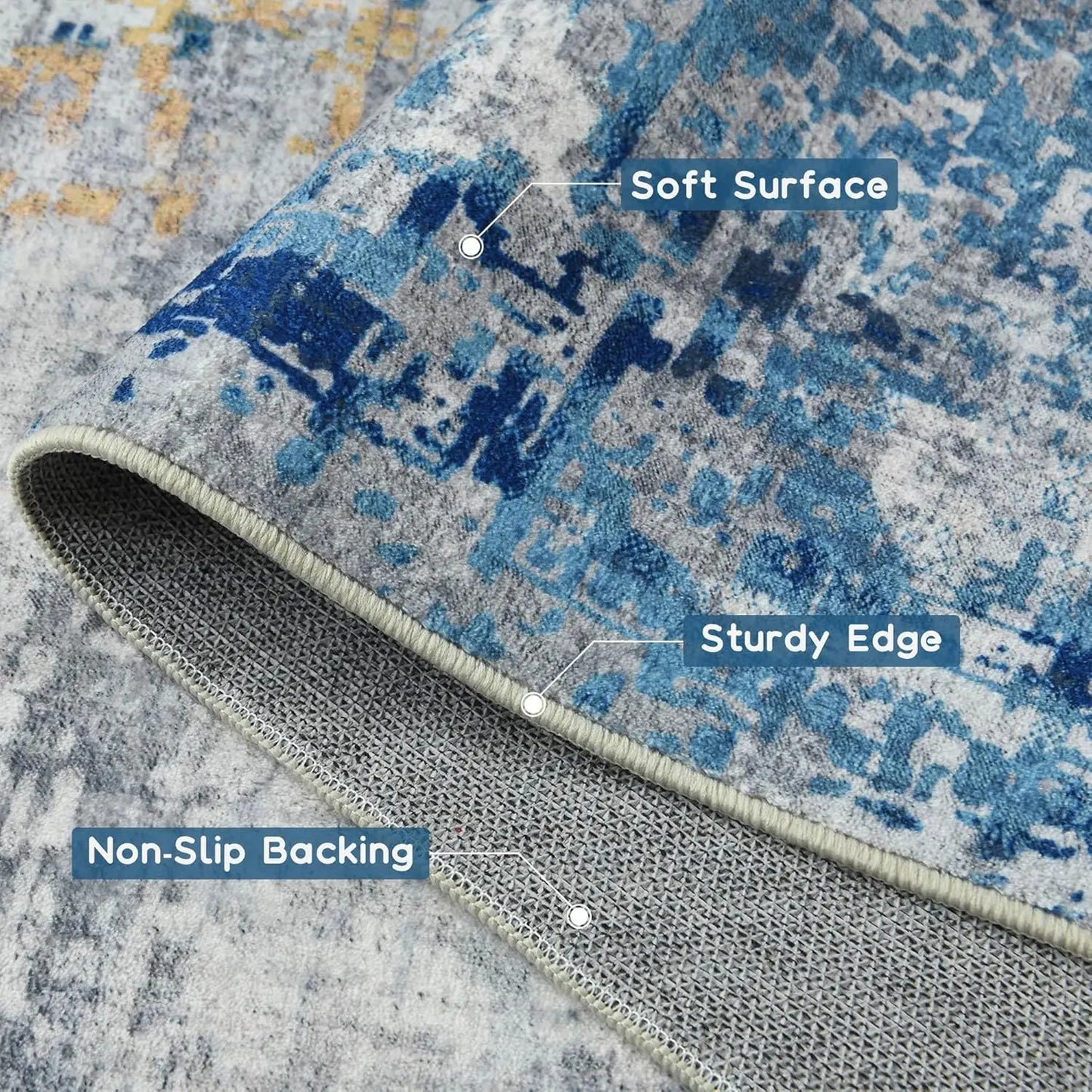 Modern Abstract Soft Non Slip Machine Washable Area Rug