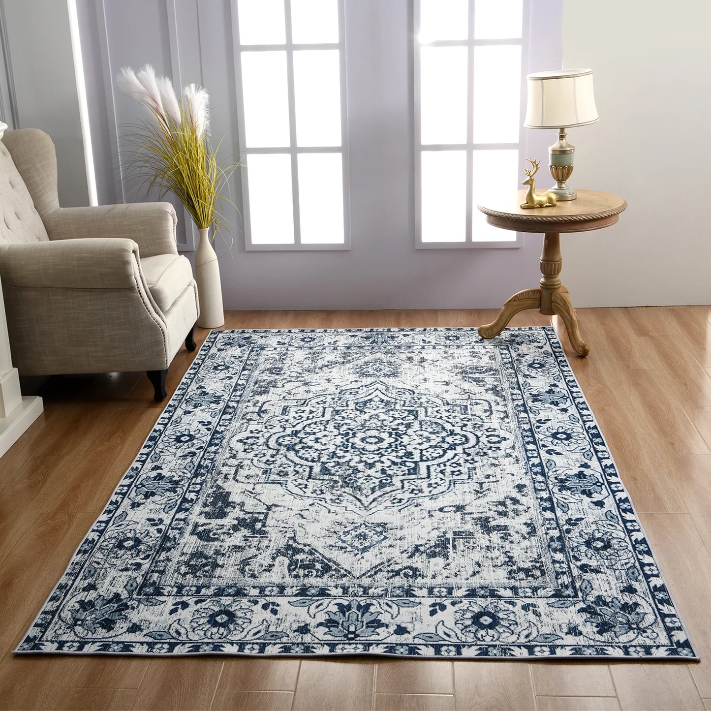 Boho Vintage Washable Non-Slip Soft Accent Bedroom Rug