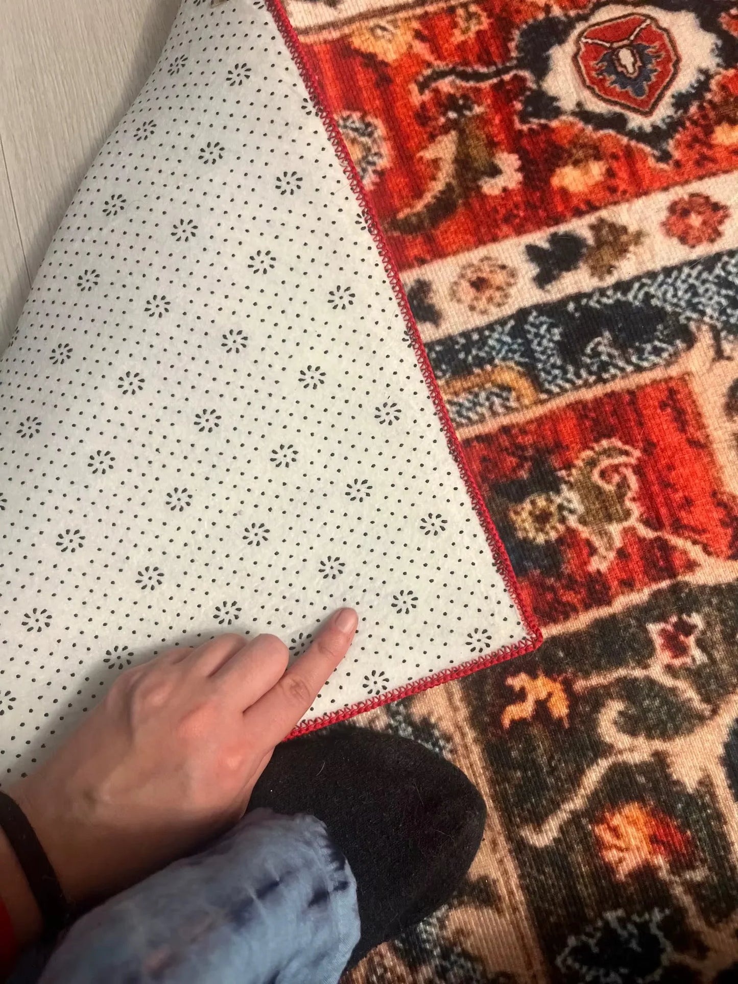 Boho Vintage Washable Non-Slip Soft Accent Bedroom Rug