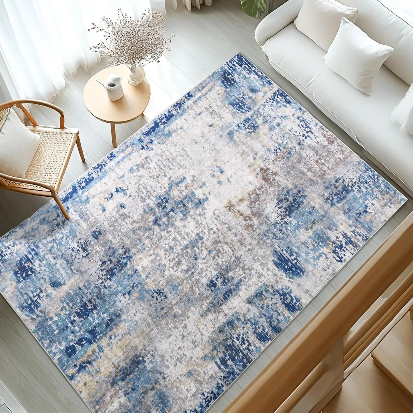 Modern Abstract Soft Non Slip Machine Washable Area Rug