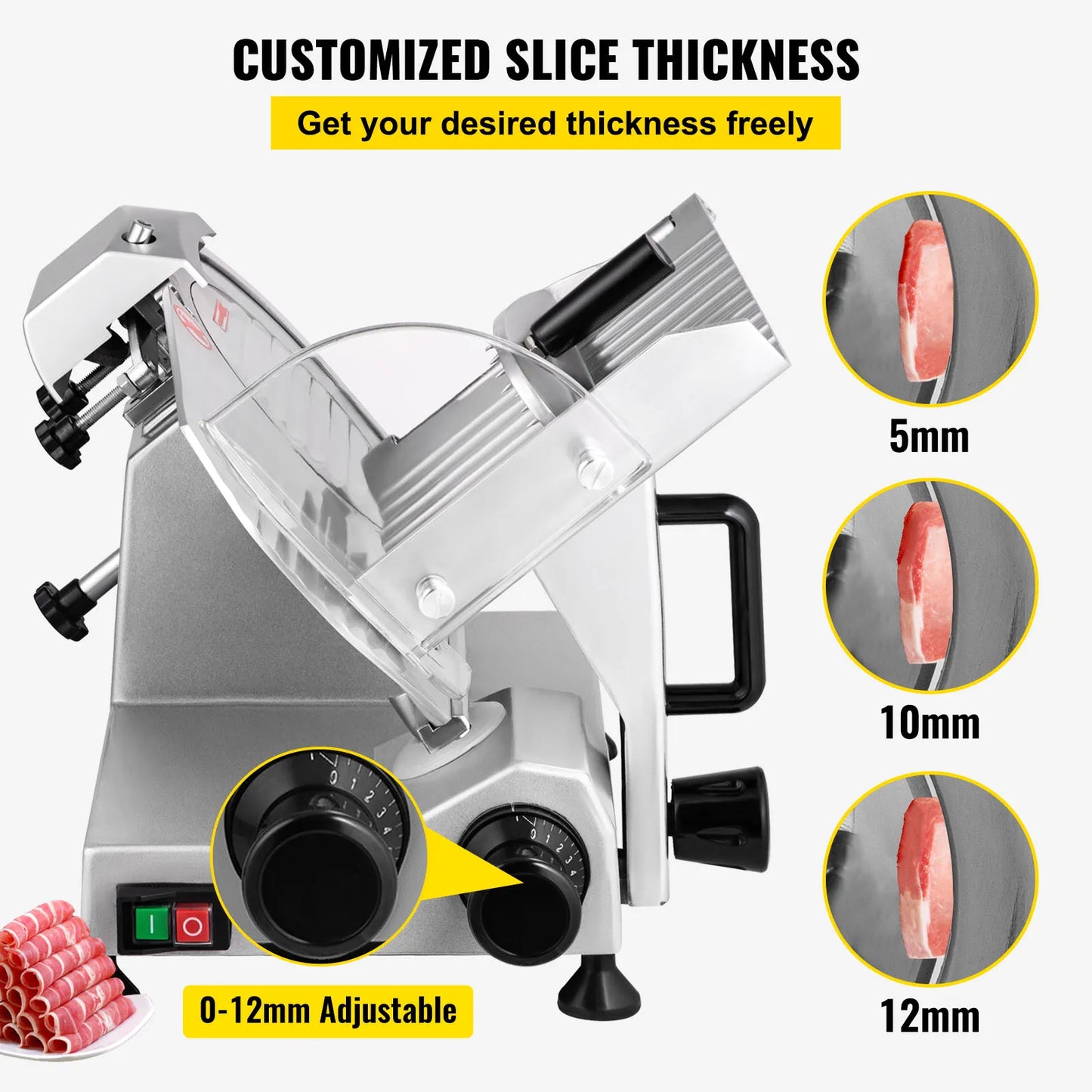 VEVOR Electric Meat Slicer with Adjustable Thickness for Home Use