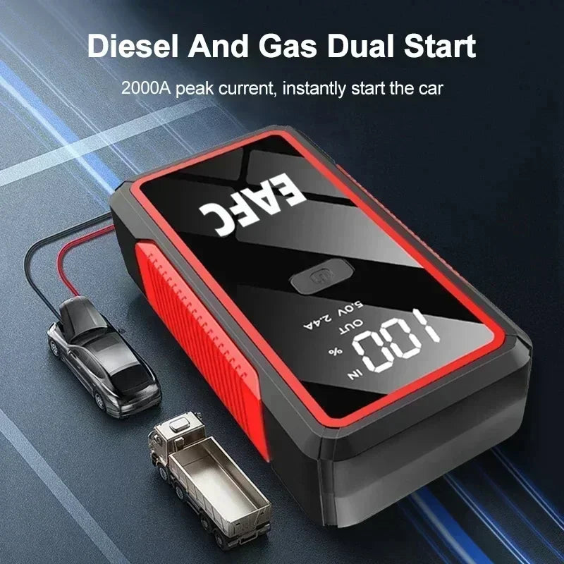 EAFC 2000A Car Jump Start Power Bank 12V Mini Emergency Starter Starter Battery Booster For 6L/4L Car Emergency Starter