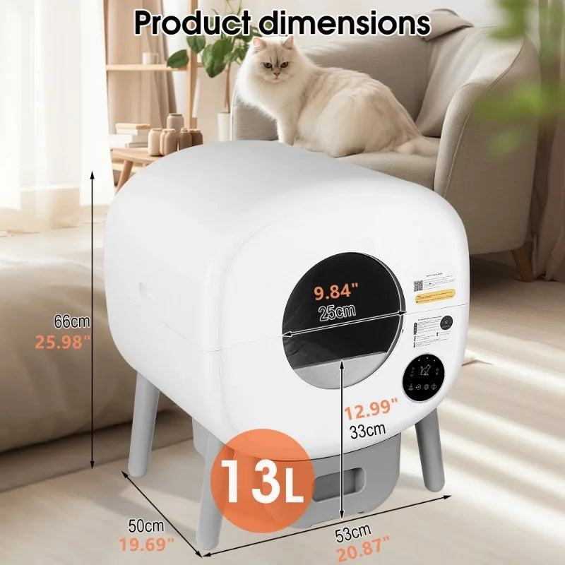 Smart Automatic Litter Box for Multiple Cats with App Control