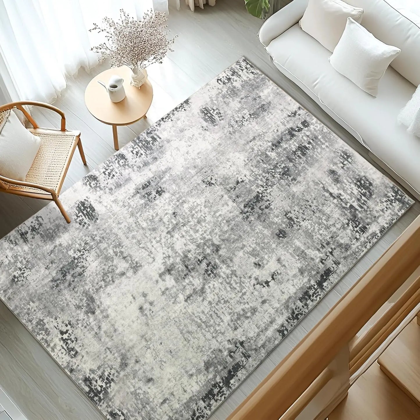 Modern Abstract Soft Non Slip Machine Washable Area Rug