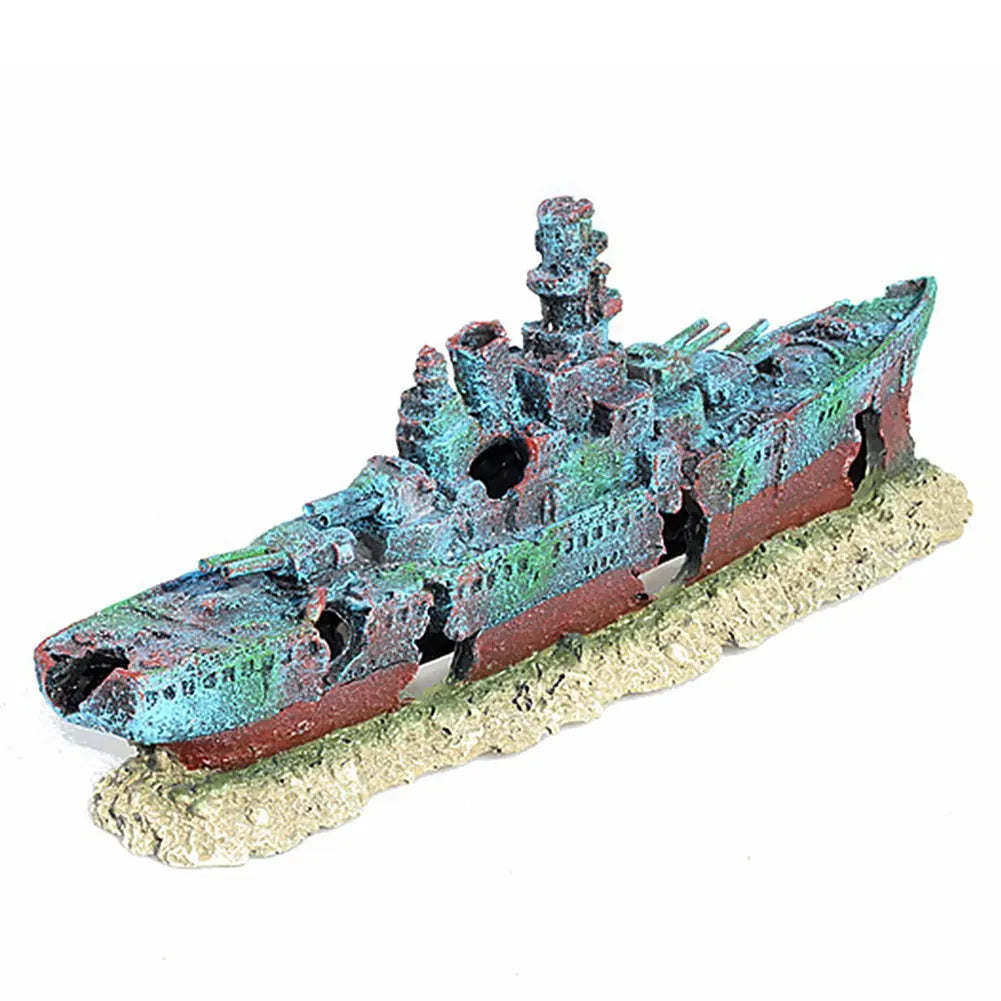 Creative Warship Wreckage Ornament for Aquariums and Fish Tanks