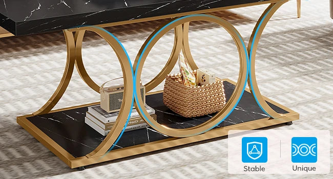 Tribesigns Two Tier Modern Faux Marble Coffee Table