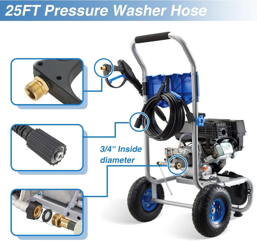 Gas Powered High Pressure Washer with Adjustable Nozzles