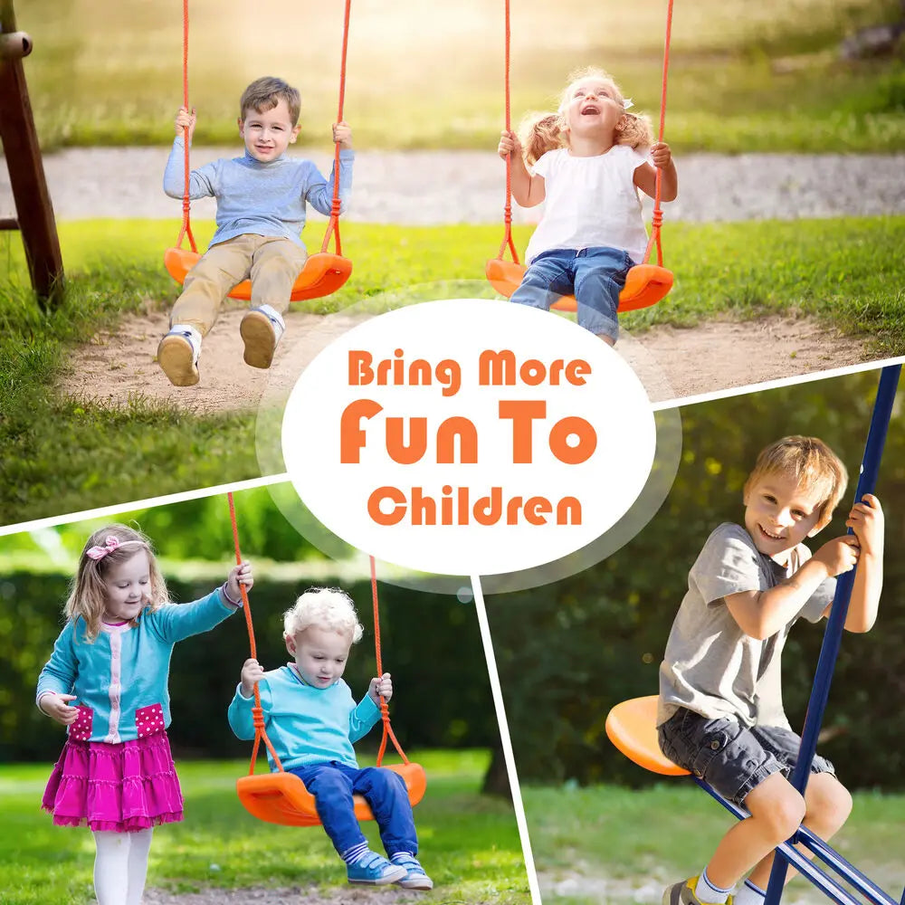 Outdoor Kids Swing Set W/2 Seats & 1 Glide Swing Set for Backyard 440lb Capacity