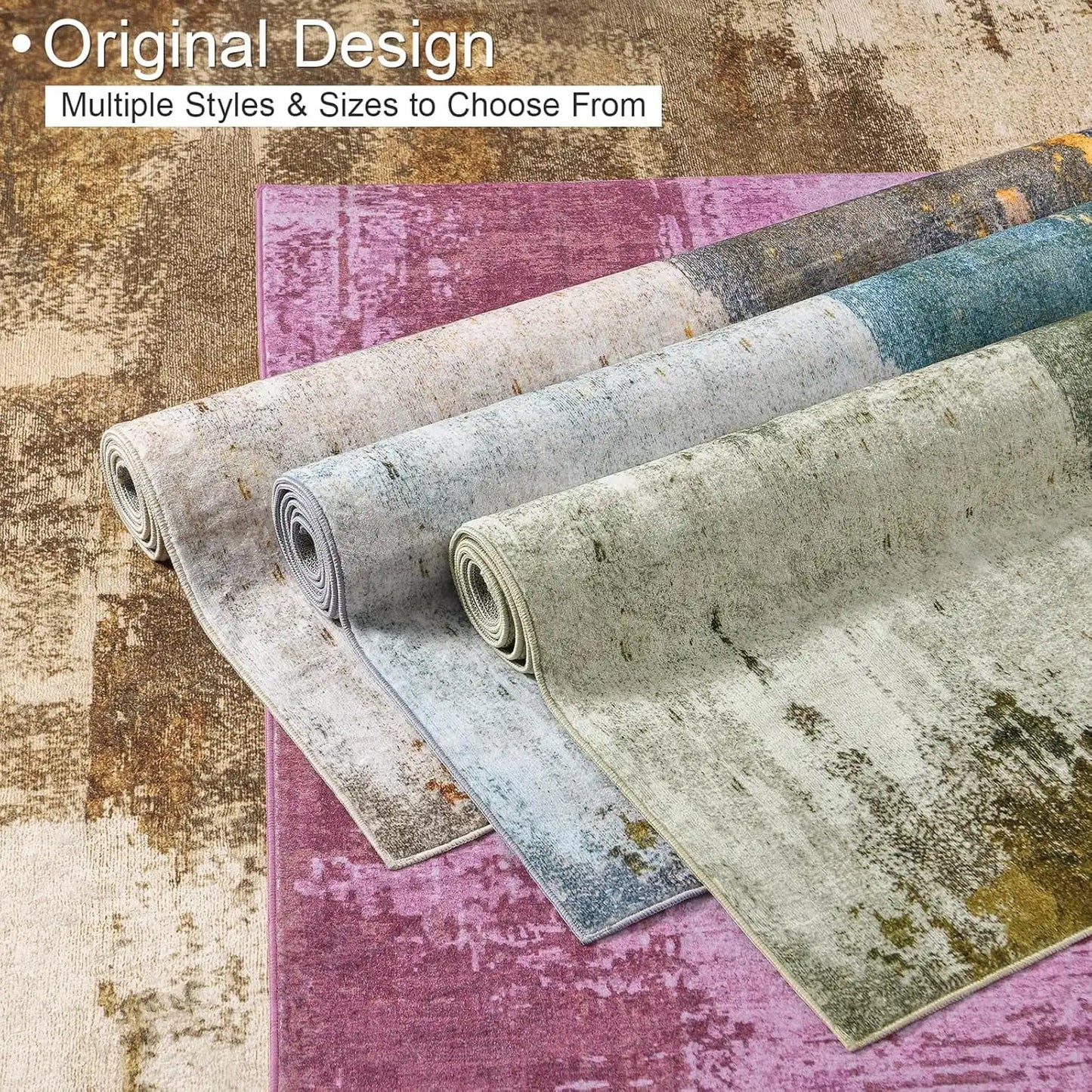 Machine Washable Non Slip Vintage Area Rug for Living Room