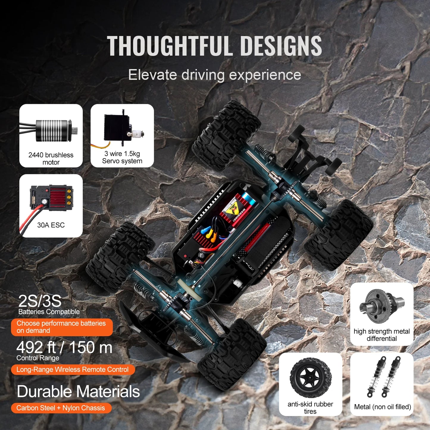 VEVOR 4WD Remote Control Off-Road Truck for Kids and Hobbyists