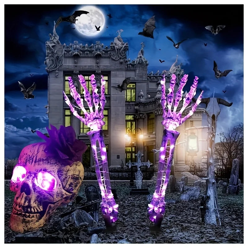 Halloween Light Up Skeleton Set Skull Arms Decor Party