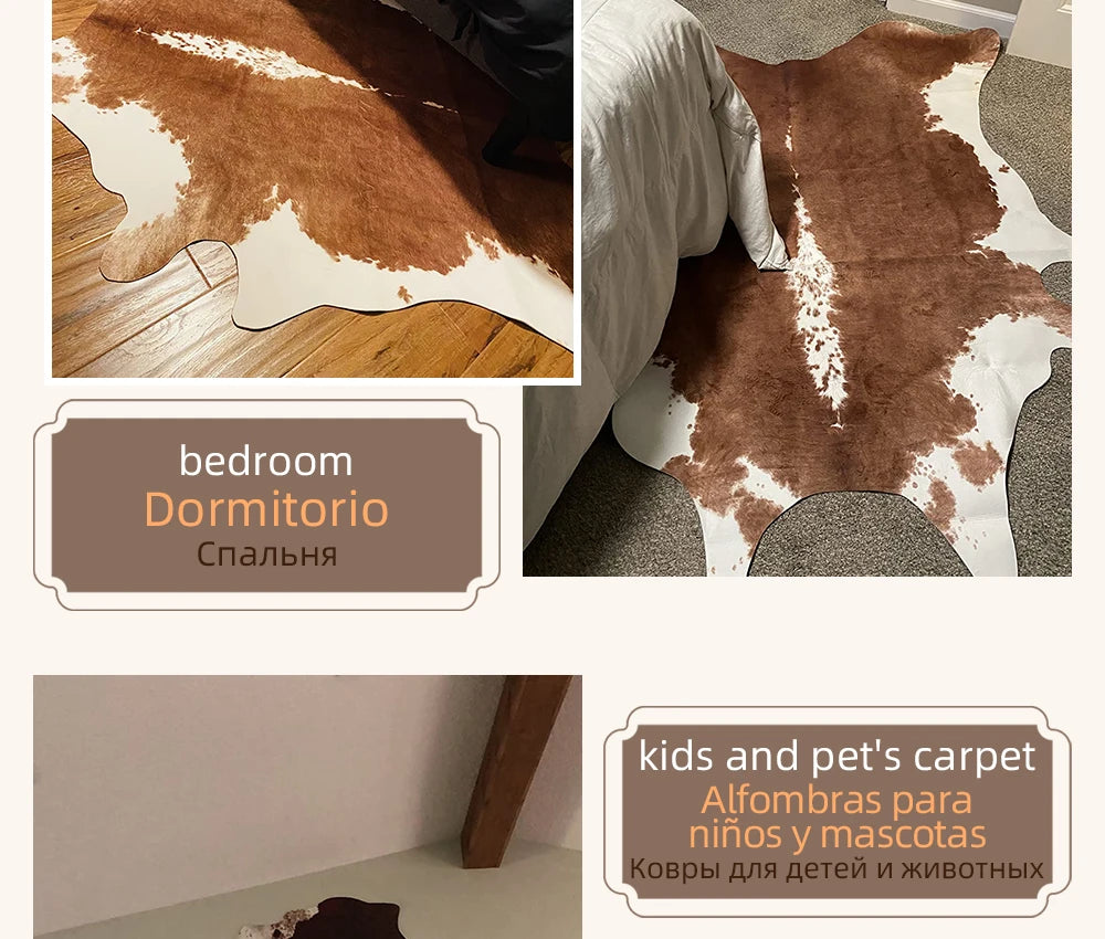 Faux Cowhide Animal Print Rug For Living Room Bedroom