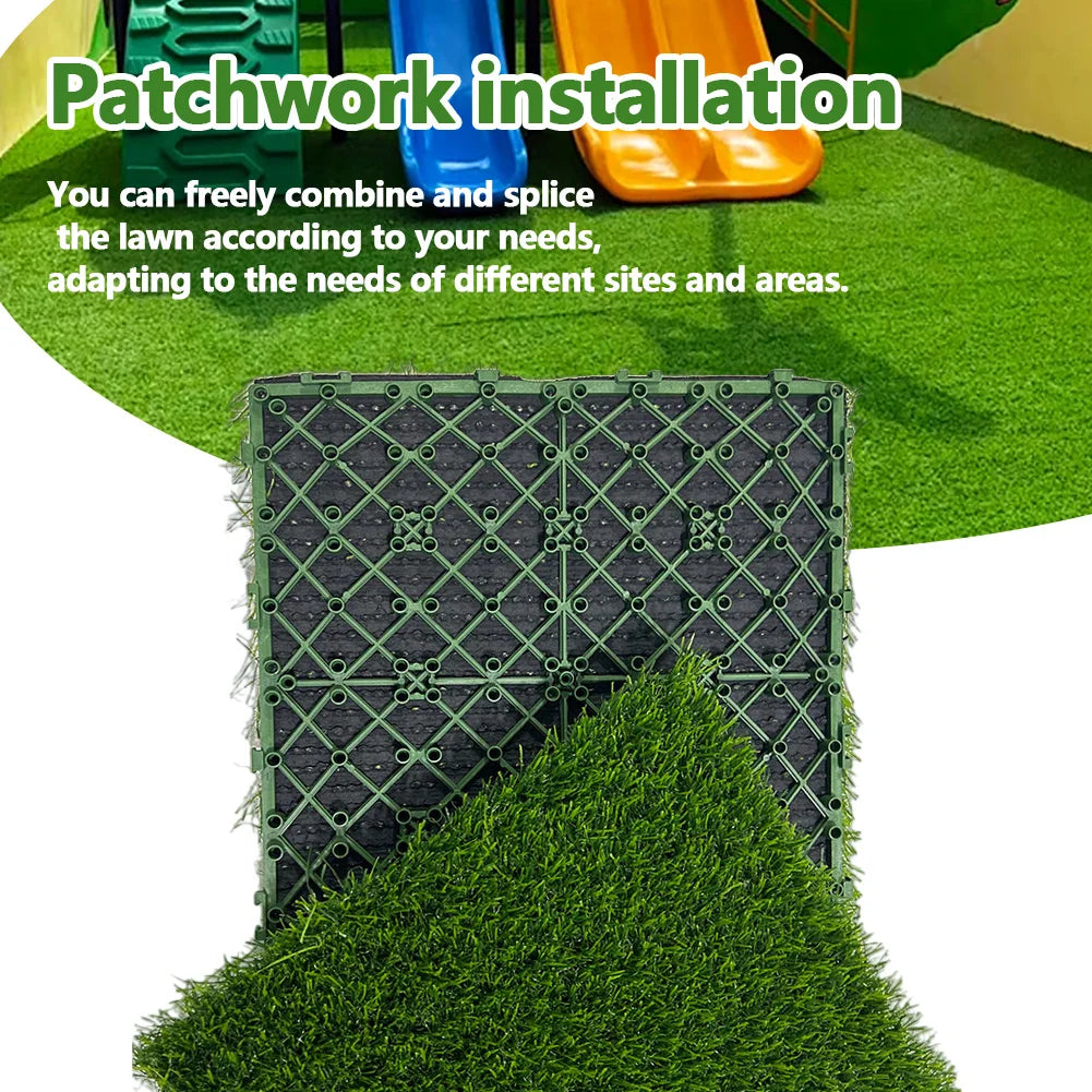 Realistic Artificial Grass Tile Mat for Outdoor Patio Decor