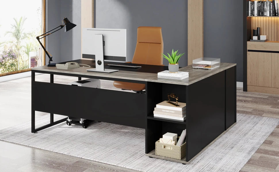 Tribesigns L Shaped Executive Desk With Cabinet Storage