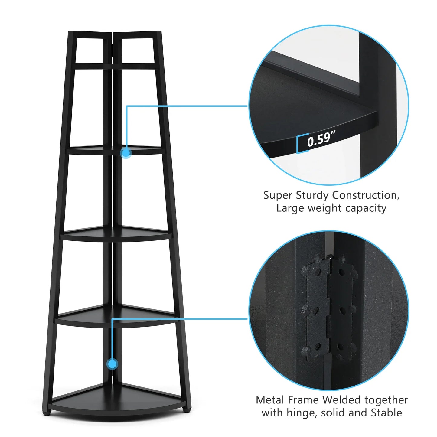 Modern Industrial Corner Ladder Shelf For Books Plants Decor