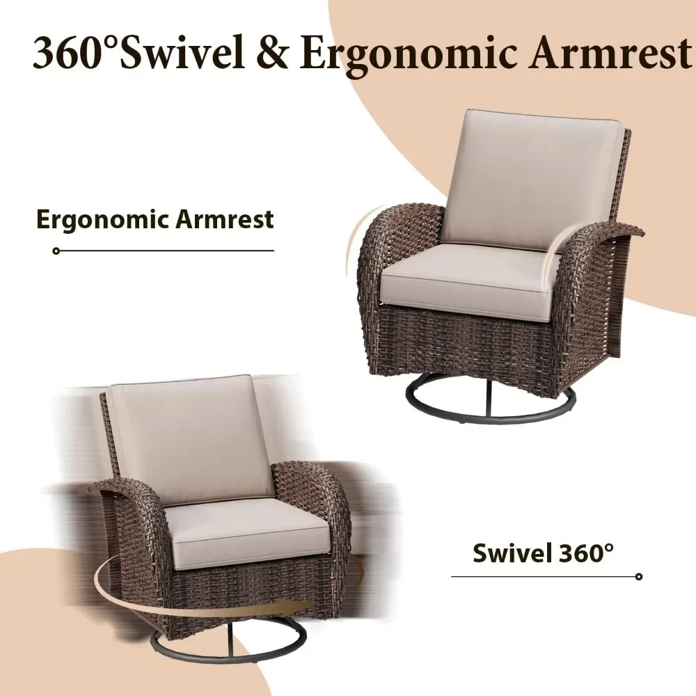 Rattan Wicker Outdoor Swivel Chairs and Table Bistro Set