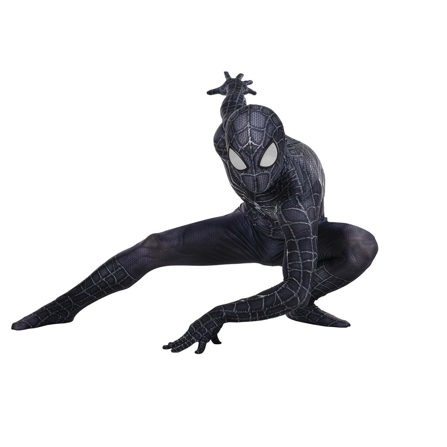 Black Venom Spider Web Hero Costume for Halloween Parties