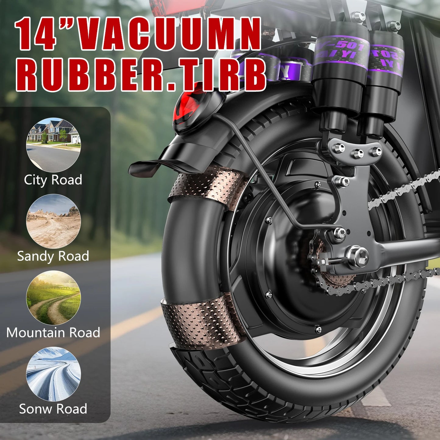 Folding Electric Bike for Adult,48V 15AH Removable Battery, 20MPH 25Miles Commuting Motorcycle Ebike,500W 14'' Electric Bicycle