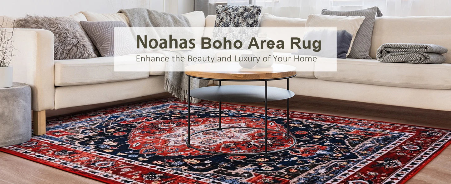 Boho Vintage Washable Non-Slip Soft Accent Bedroom Rug