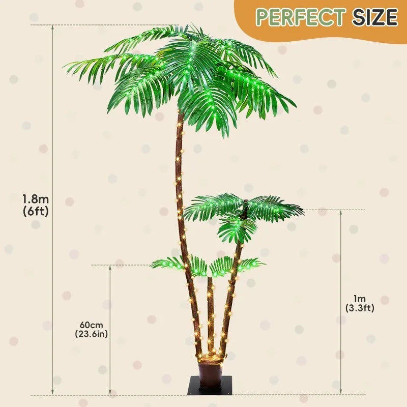 Solar Powered LED Palm Tree Decor With 8 Lighting Modes For Outdoor Use