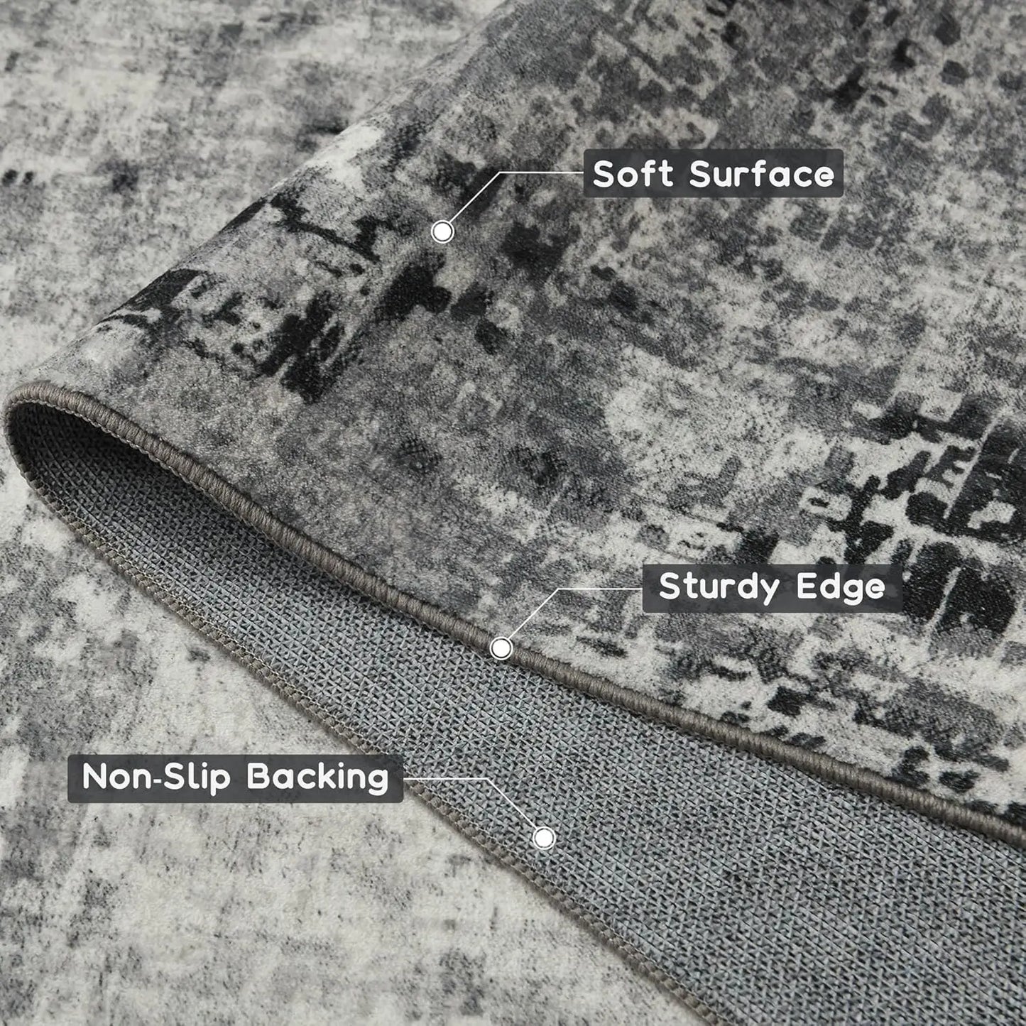 Modern Abstract Soft Non Slip Machine Washable Area Rug