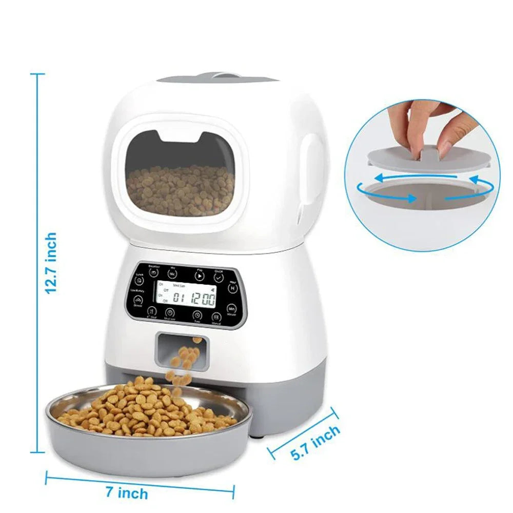 WiFi Enabled Automatic Pet Feeder with Stainless Steel Bowl