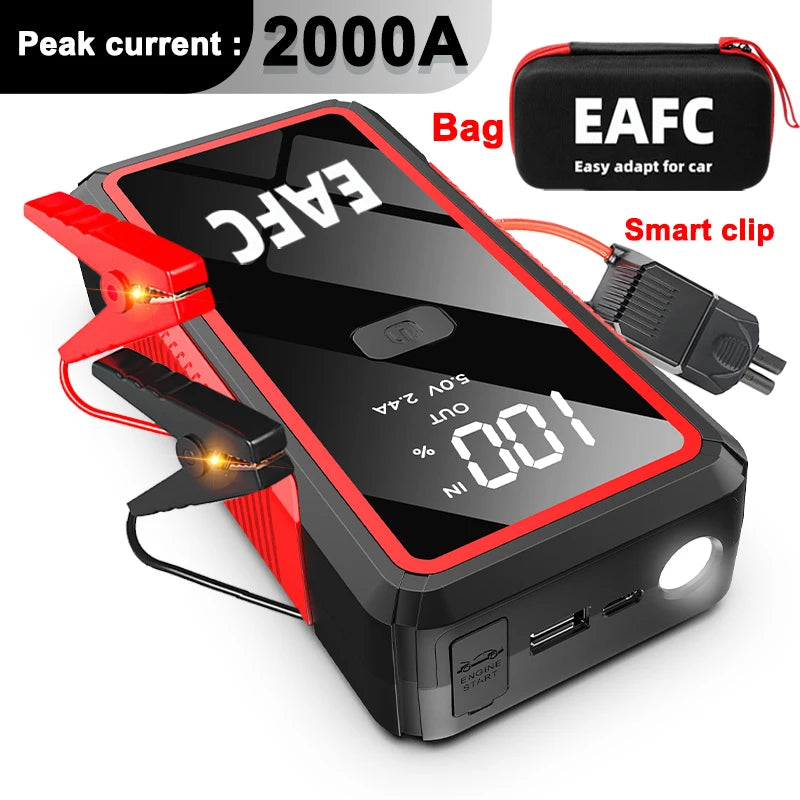 EAFC 2000A Car Jump Start Power Bank 12V Mini Emergency Starter Starter Battery Booster For 6L/4L Car Emergency Starter