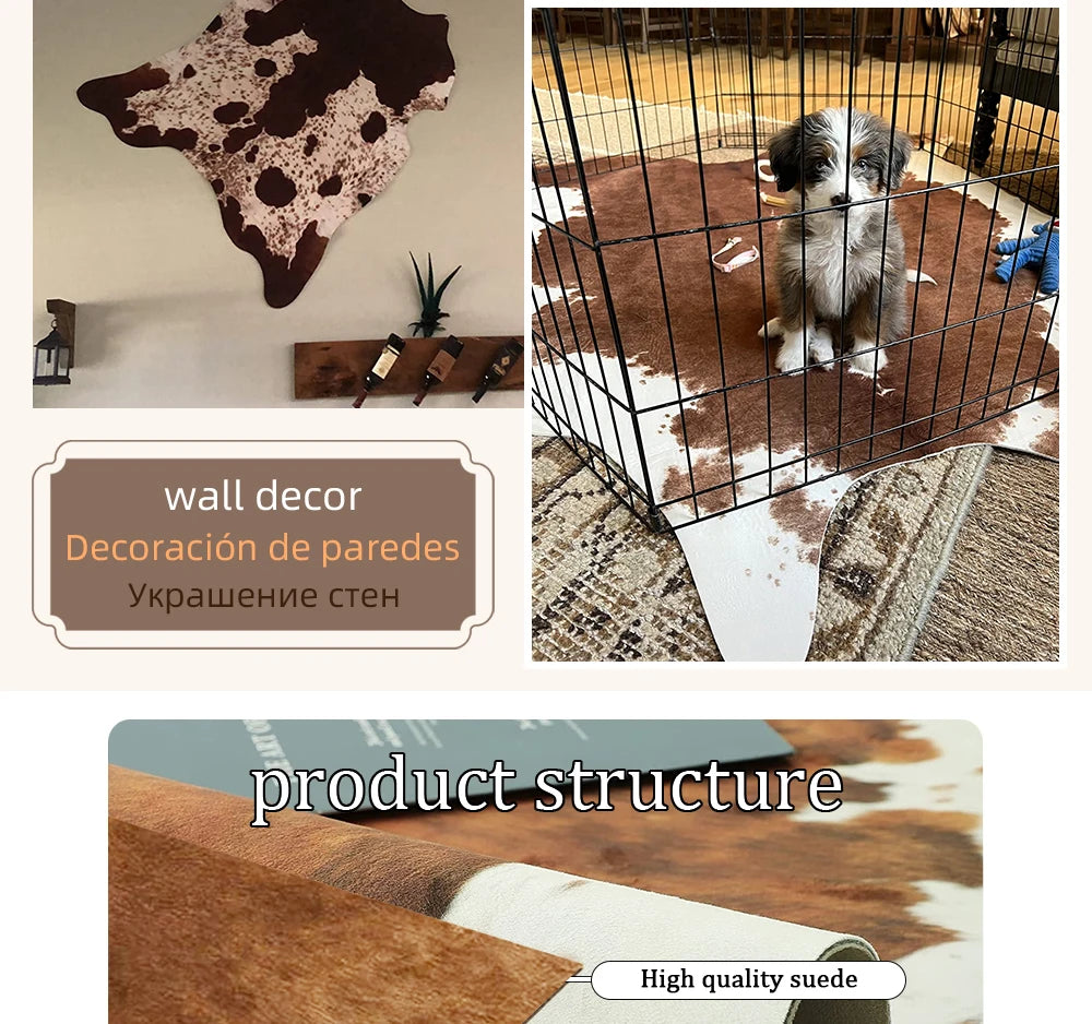 Faux Cowhide Animal Print Rug For Living Room Bedroom