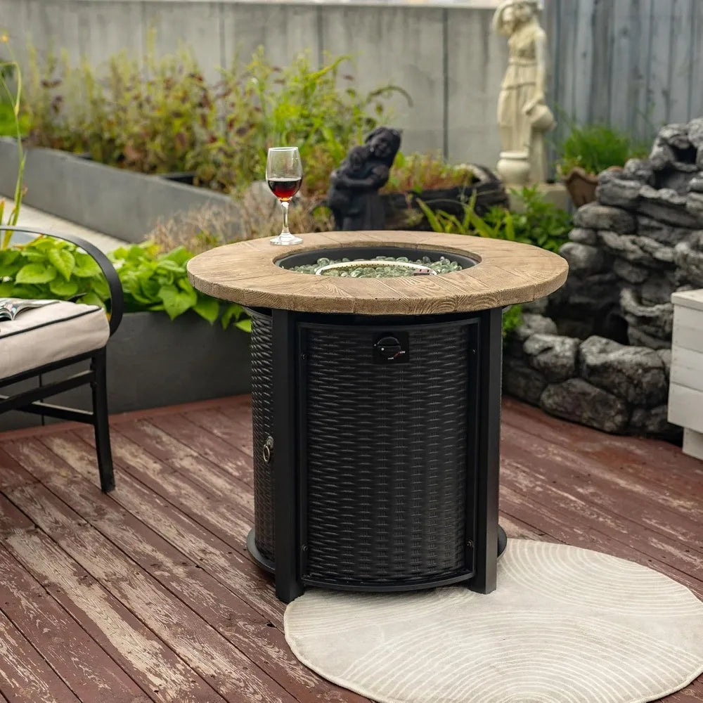 Concrete Round Gas Fire Pit for Outdoor Gatherings and Ambience