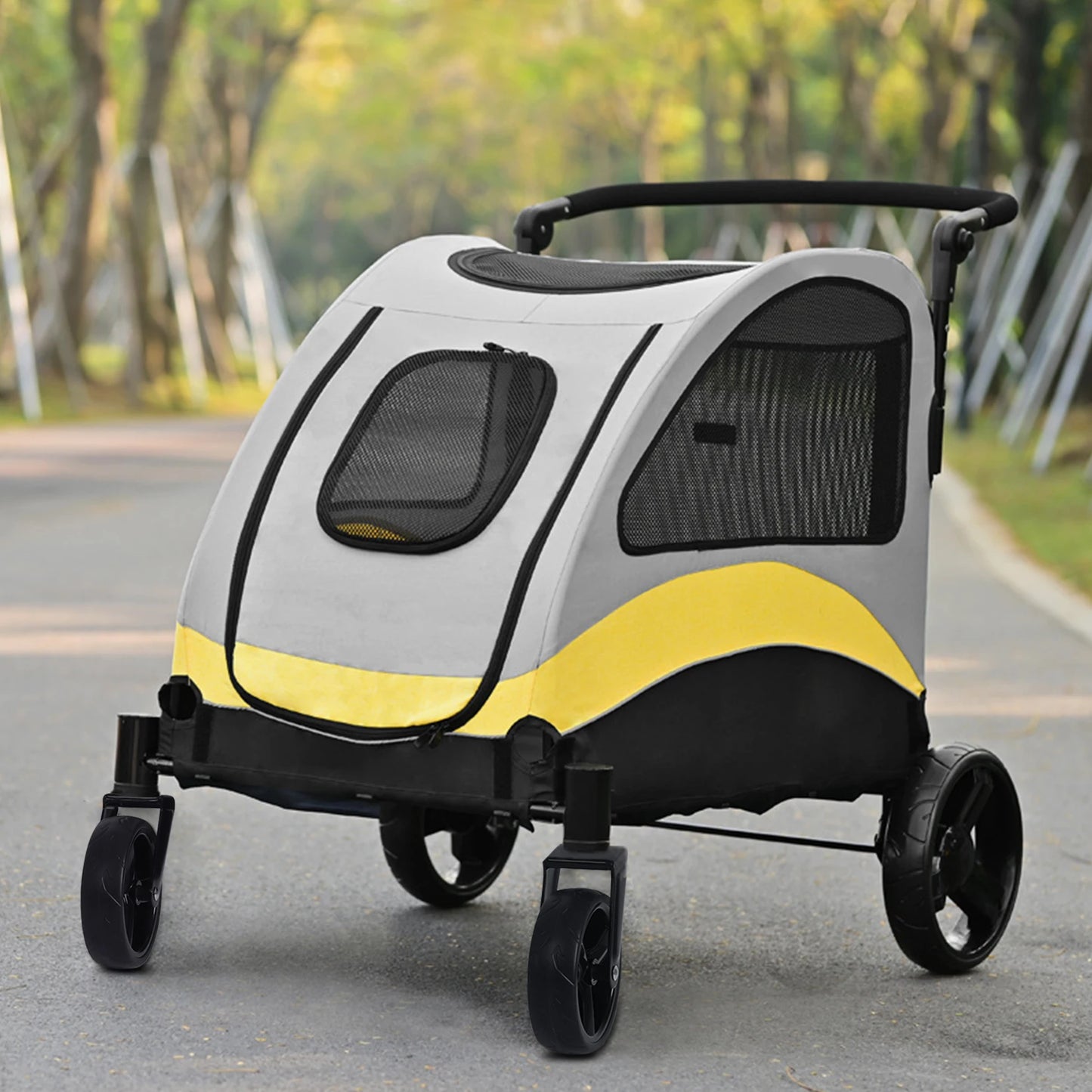 Portable Dog Stroller Four Wheel Foldable Travel Carrier