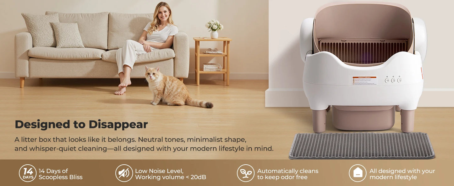 Automatic Self Cleaning Cat Litter Box with Smart APP Control