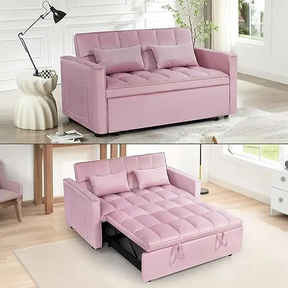 Velvet Convertible Sofa Bed With Pull Out Sleeper Fabric