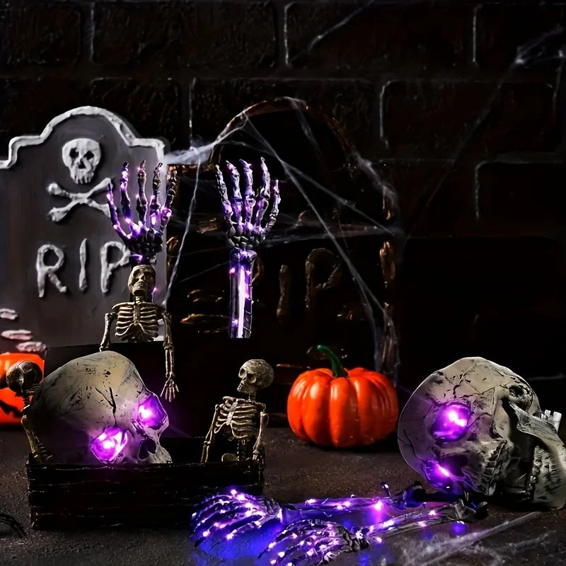 Halloween Light Up Skeleton Set Skull Arms Decor Party