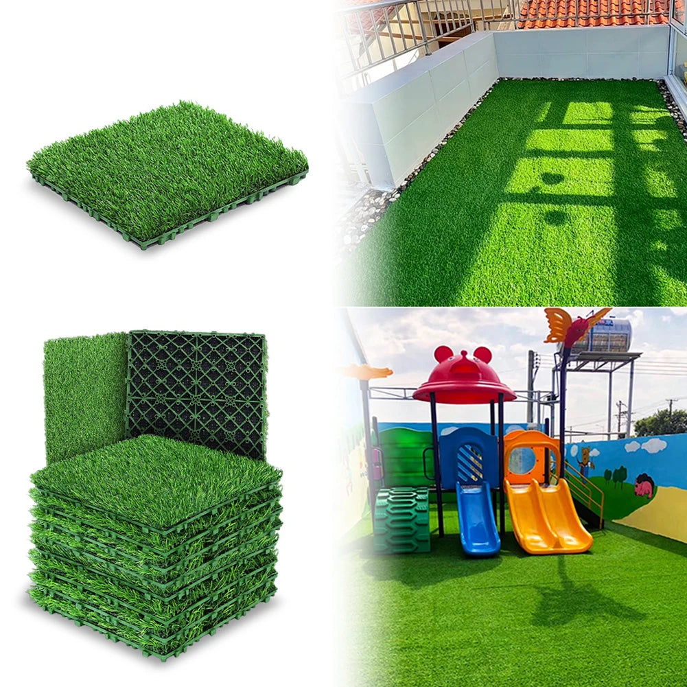 Realistic Artificial Grass Tile Mat for Outdoor Patio Decor