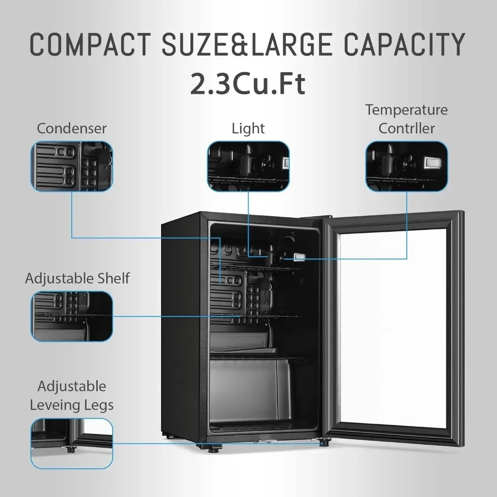 Compact Freestanding Beverage Refrigerator With Adjustable Shelves