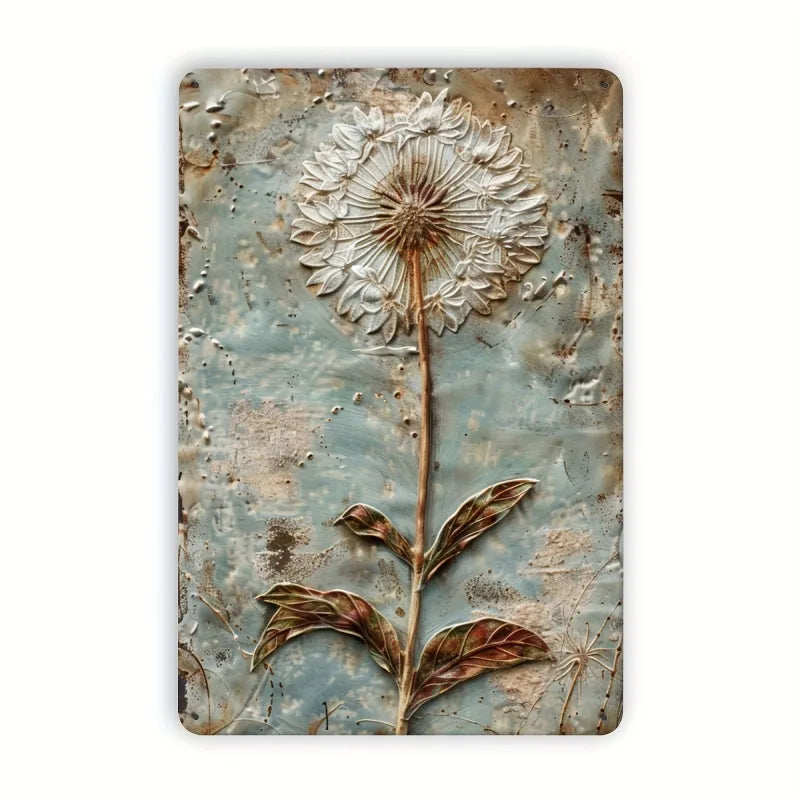 Rustic Dandelion Metal Wall Art Vintage Tin Home Decor