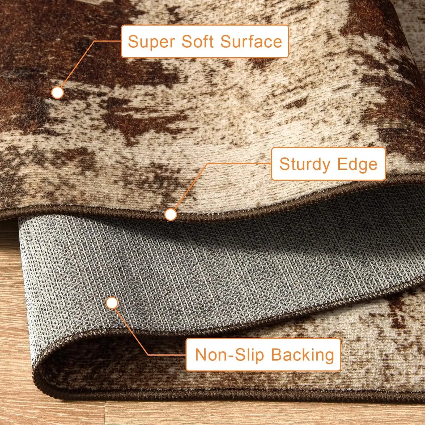 Machine Washable Non Slip Vintage Area Rug for Living Room