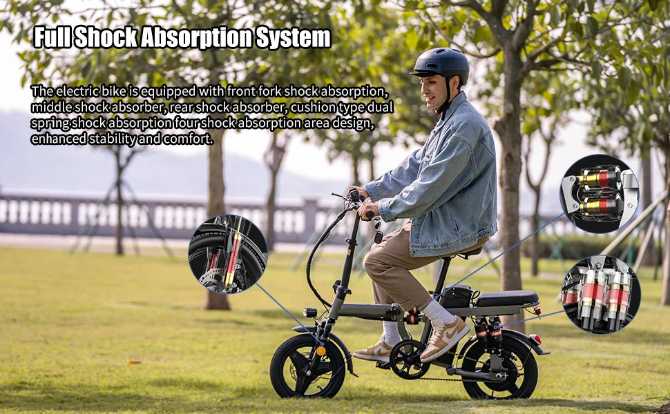 Folding Electric Bike for Adult,48V 15AH Removable Battery, 20MPH 25Miles Commuting Motorcycle Ebike,500W 14'' Electric Bicycle