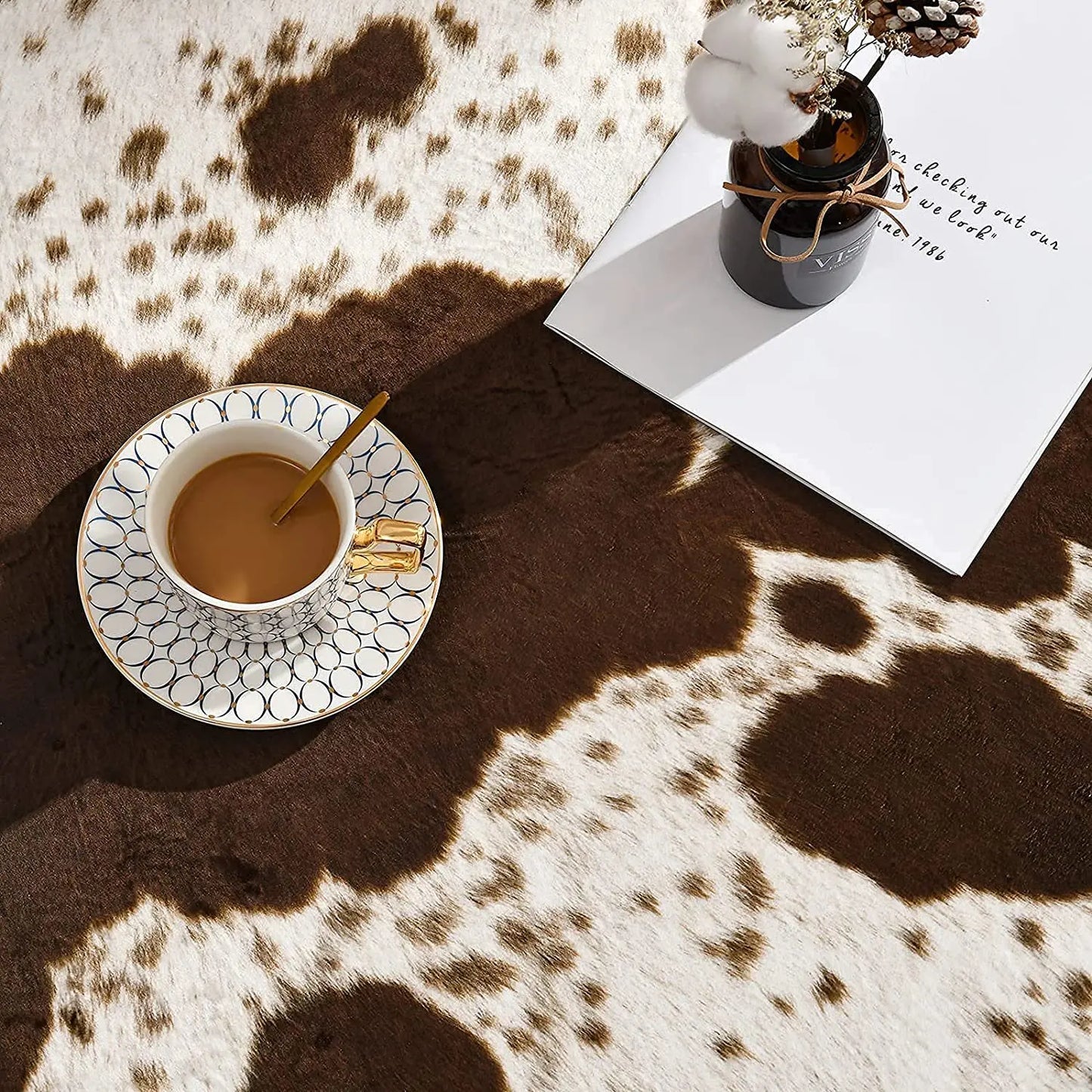 Faux Cowhide Animal Print Rug For Living Room Bedroom