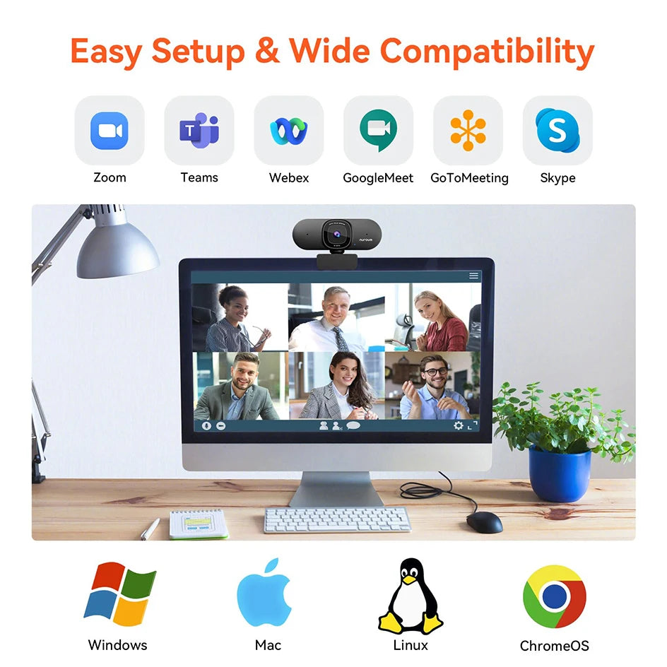 NUROUM V32AF 4k Full Hd PC Camera Webcam Ai Noise Canceling & Farming Conference Podcast Camera Web Cameras For Conference Room
