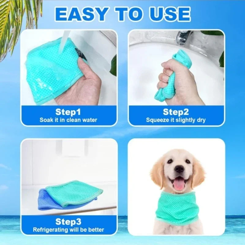 Summer Cooling Dog Collar Bandana for Heat Relief and Comfort