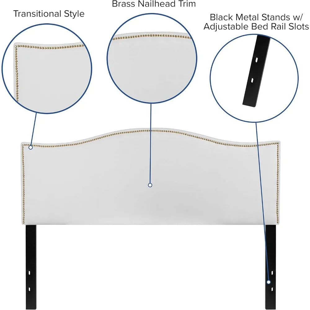 Upholstered Adjustable Headboard with Nailtrim Design